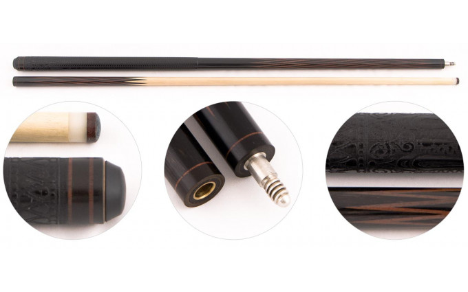 Кий для русского бильярда 2-pc "Элит" (эбен, масарандуба, граб) корона 8-и перьевая с гравировкой Кий для русского бильярда 2-pc "Элит" (эбен, масарандуба, граб) корона 8-и перьевая с гравировкой